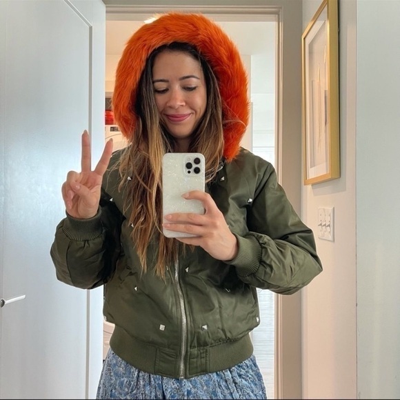 𝅺juicy Couture Green parka with faux fur - Picture 1 of 6